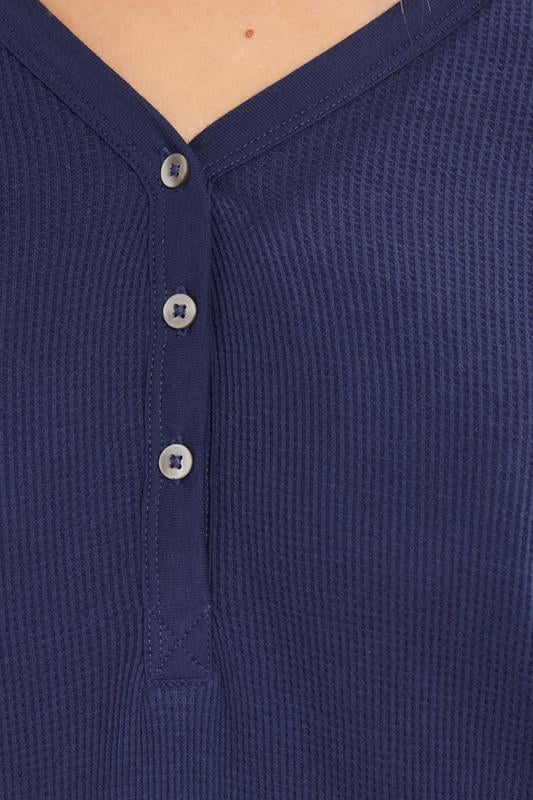 LTS Tall Blue Cotton Waffle Pyjama Top | Long Tall Sally 5