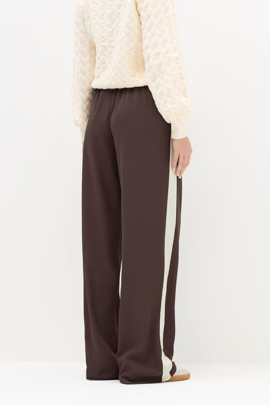 LTS Tall Brown & Black Side Stripe Wide Leg Trousers | Long Tall Sally 3