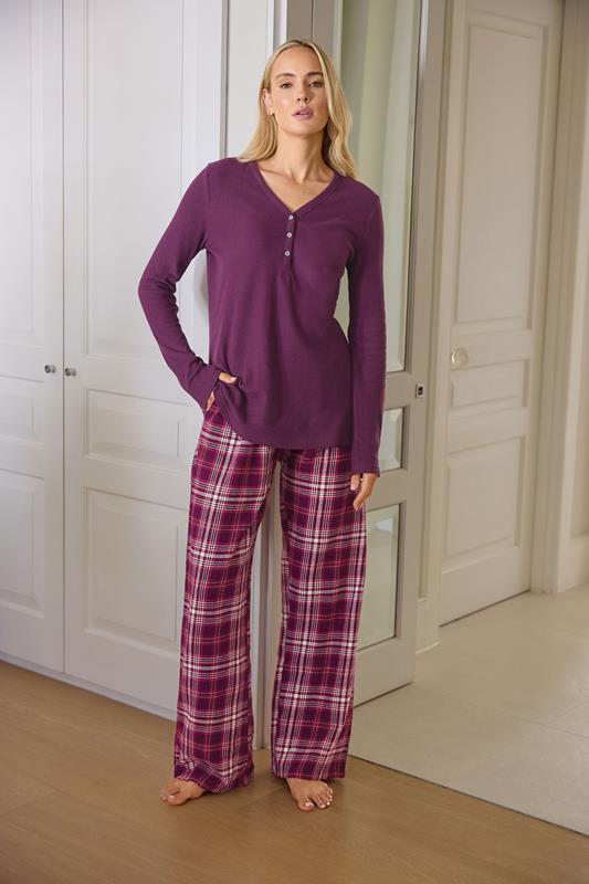 Tall  LTS Tall Burgundy Red Cotton Check Pyjama Bottoms