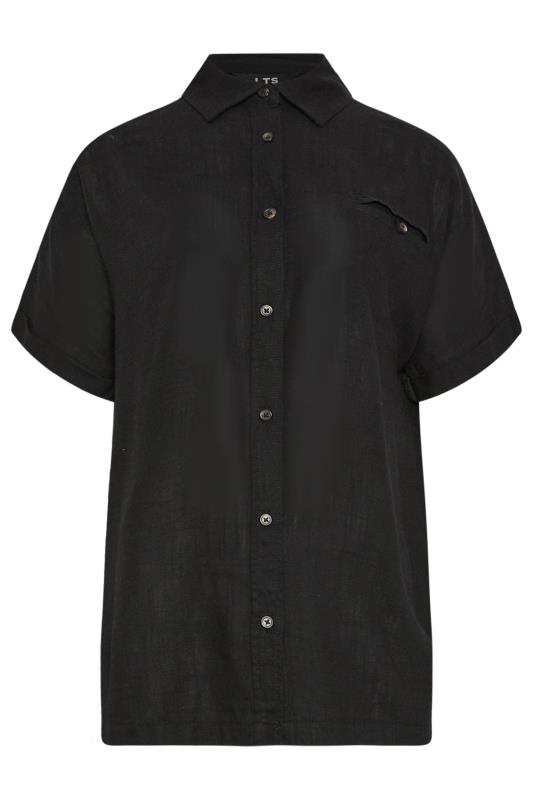 LTS Tall Womens Black Linen Short Sleeve Shirt | Long Tall Sally 7