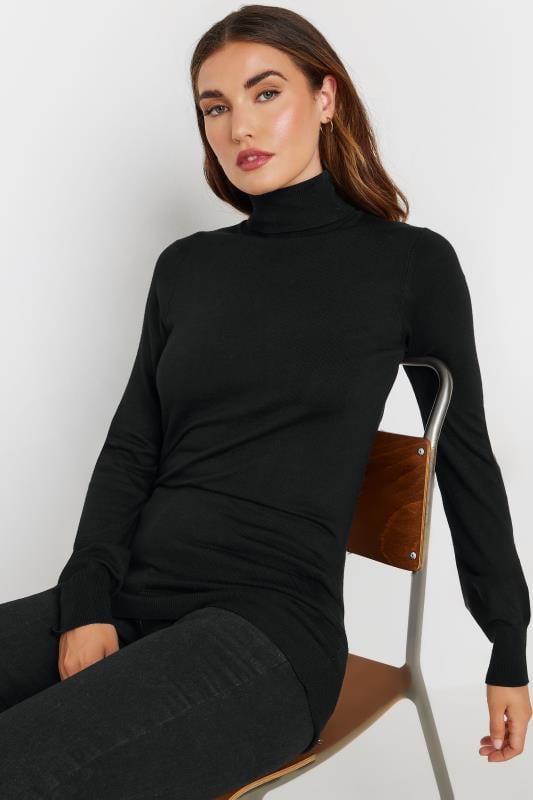 LTS Tall Black Long Sleeve Roll Neck Jumper | Long Tall Sally 2