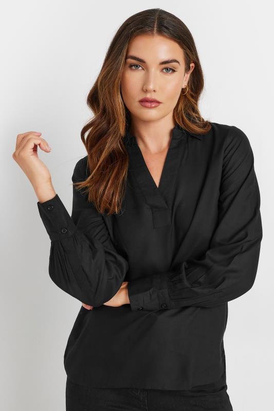 Tall  LTS Tall Black Open Collar Shirt