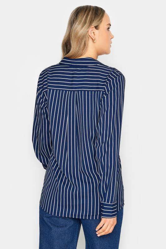 LTS Tall Womens Navy Blue Stripe Longline Shirt | Long Tall Sally  3