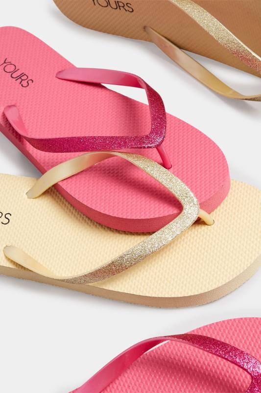 Pink Flip Flops In Extra Wide EEE Fit | Yours Clothing 6