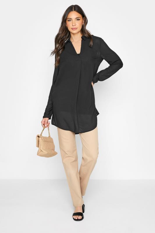 Tall Women's LTS Black Textured Overhead Shirt | Long Tall Sally 2
