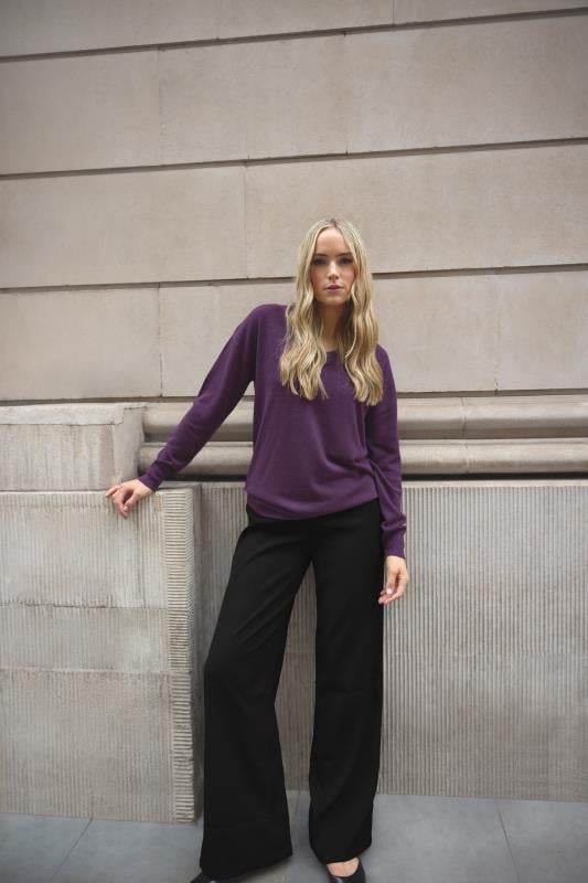 Tall  LTS Tall Purple V-neck Long Sleeve Jumper