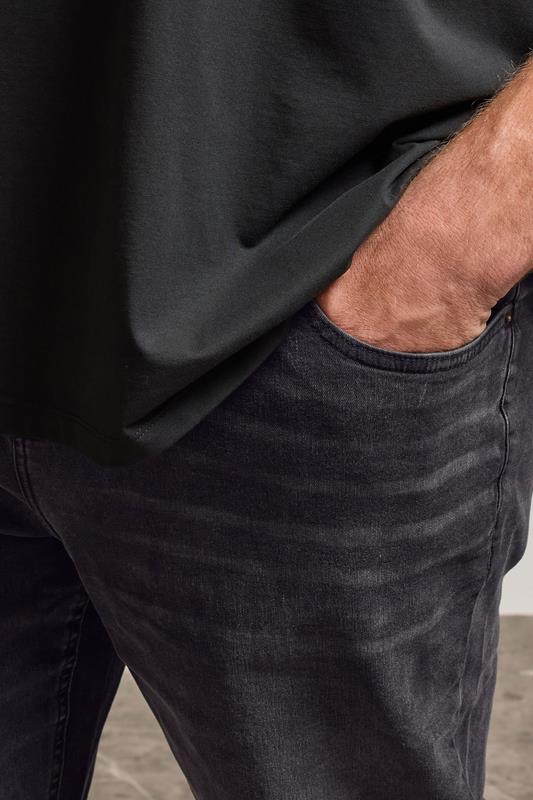 BadRhino Big & Tall Black Washed Straight Leg Stretch Jeans | BadRhino 4
