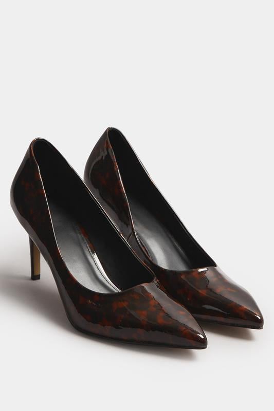 LTS Brown Tortoise Pointed Court Heel In Standard Fit | Long Tall Sally 2
