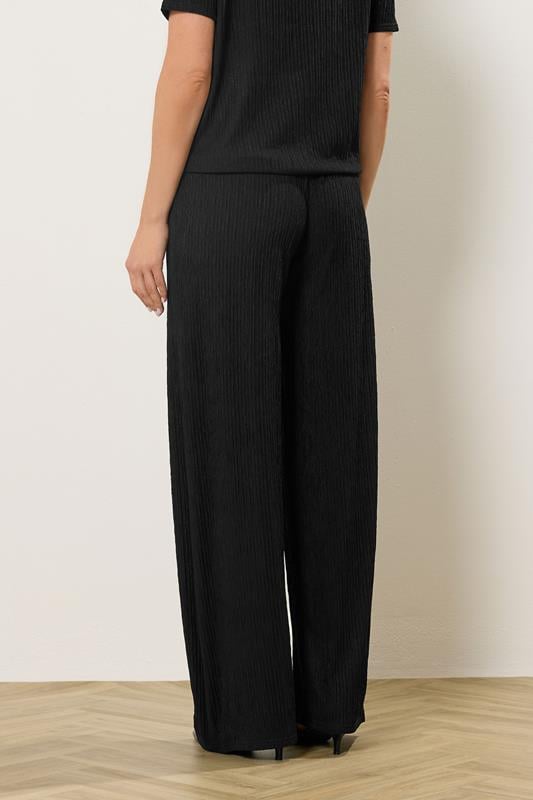 LTS Tall Black Textured Elasticated Waist Trousers | Long Tall Sally 3