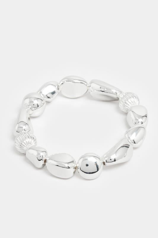 Silver Tone Bead Stretch Bracelet | Yours Clothing  2