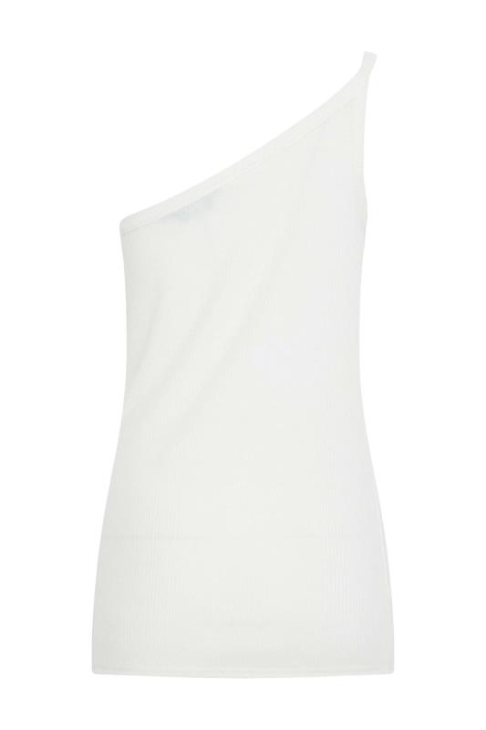 LTS Tall Women's White One Shoulder Rib Vest Top | Long Tall Sally 7
