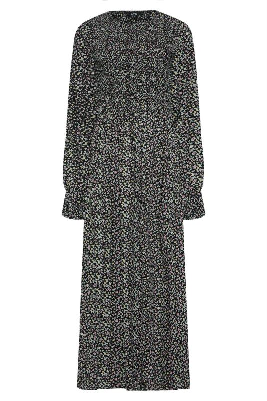 LTS Tall Women's Black Ditsy Shirred Midi Dress | Long Tall Sally  6