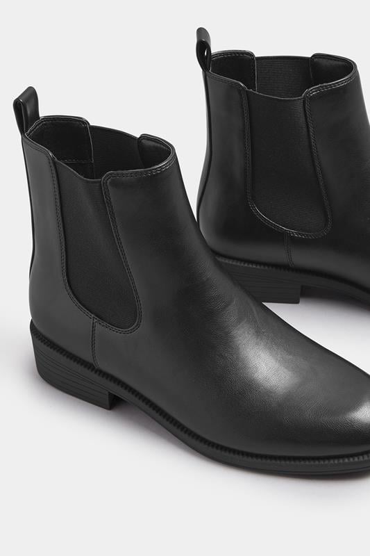 Black Faux Leather Chelsea Ankle Boots In Wide E Fit & Extra Wide EEE Fit | Yours Clothing 5