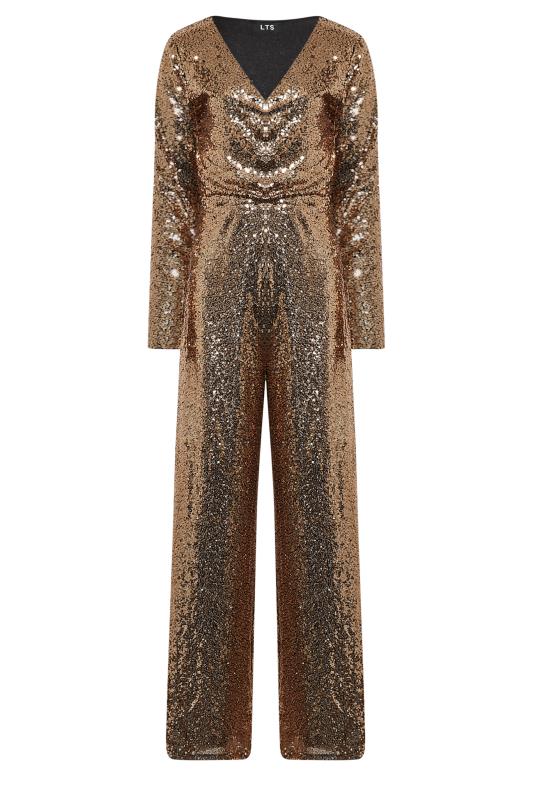 LTS Tall Gold Sequin Embellished Wide Leg Jumpsuit | Long Tall Sally 5