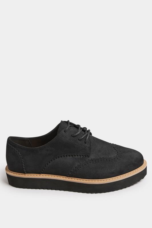 Black Faux Suede Derby Shoe In Extra Wide EEE Fit | Yours Clothing 3