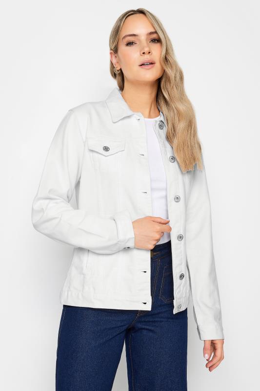 Tall  LTS Tall White Denim Button Through Jacket