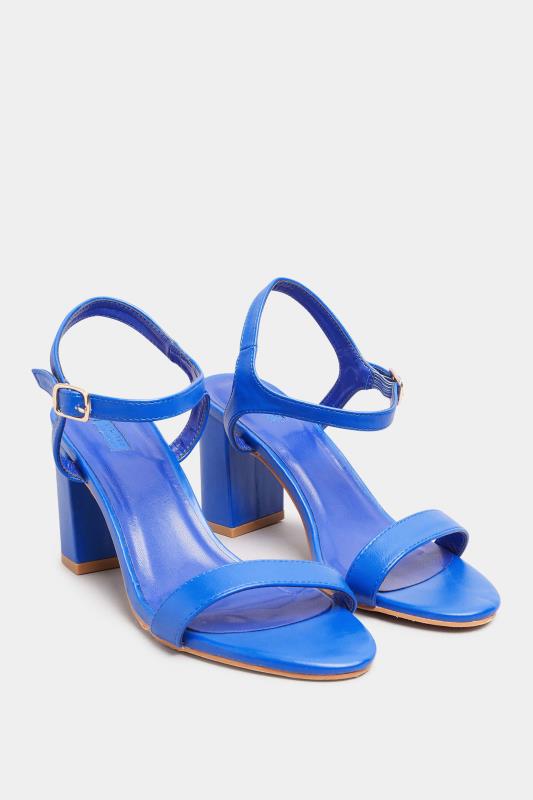 LIMITED COLLECTION Cobalt Blue Block Heel Sandal In Wide E fit & Wide EEE fit | Yours Clothing 2