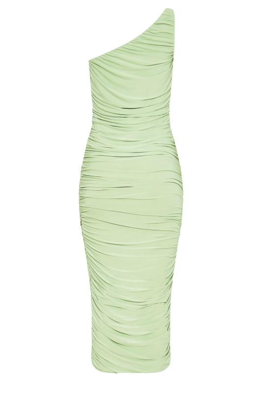 LTS Tall Women's Sage Green One Shoulder Ruched Midi Dress | Long Tall Sally 7