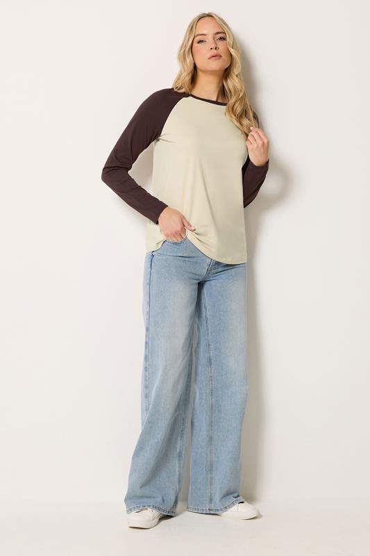 LTS Tall Women's Chocolate Brown & Ivory White Raglan Cotton T-Shirt | Long Tall Sally 1