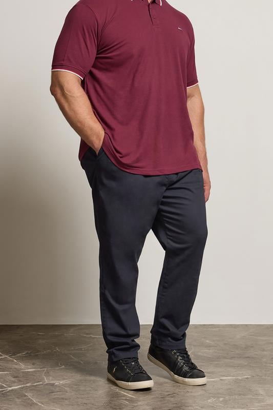 Men's  BadRhino Big & Tall Navy Blue Elasticated Waist Chinos