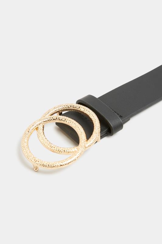 Black Double Circle Textured Belt | Yours Clothing 4