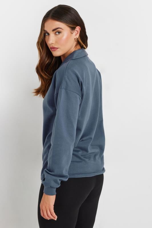 LTS Tall Dark Blue Drawstring Cross Over Sweatshirt | Long Tall Sally 3