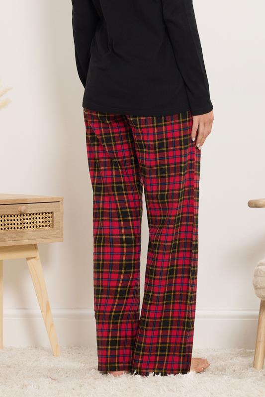 LTS Tall Black & Red Cotton Check Pyjama Bottoms | Long Tall Sally 3