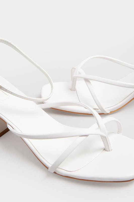 LIMITED COLLECTION White Mid Toe Post Heeled Sandals In Extra Wide EEE Fit | Yours Clothing 5