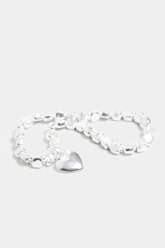 Silver Heart Charm Stretch Bracelet | Yours Clothing 3