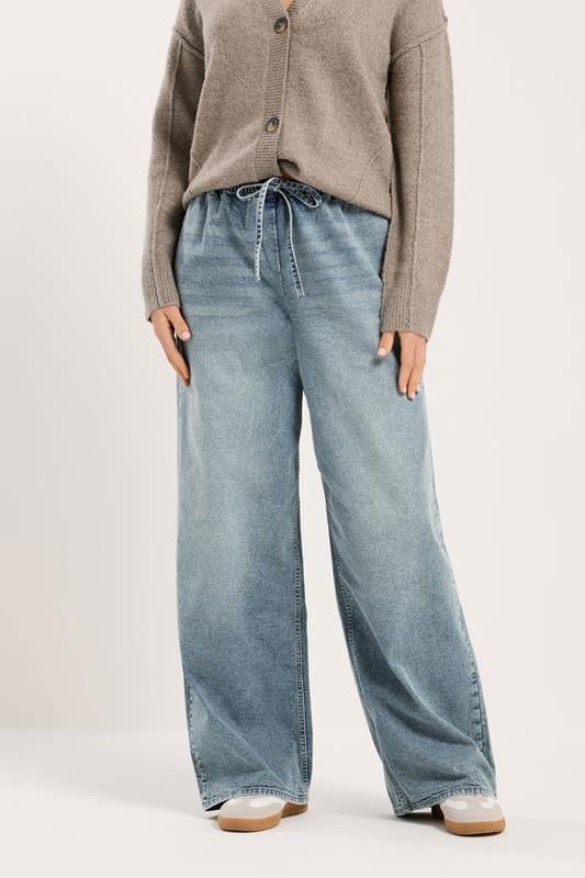 LTS Tall Women's Blue Mid Wash Wide Leg Jeans | Long Tall Sally 2