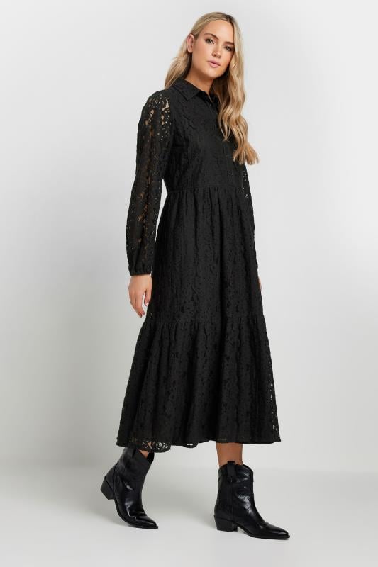 Black lace tiered dress hotsell