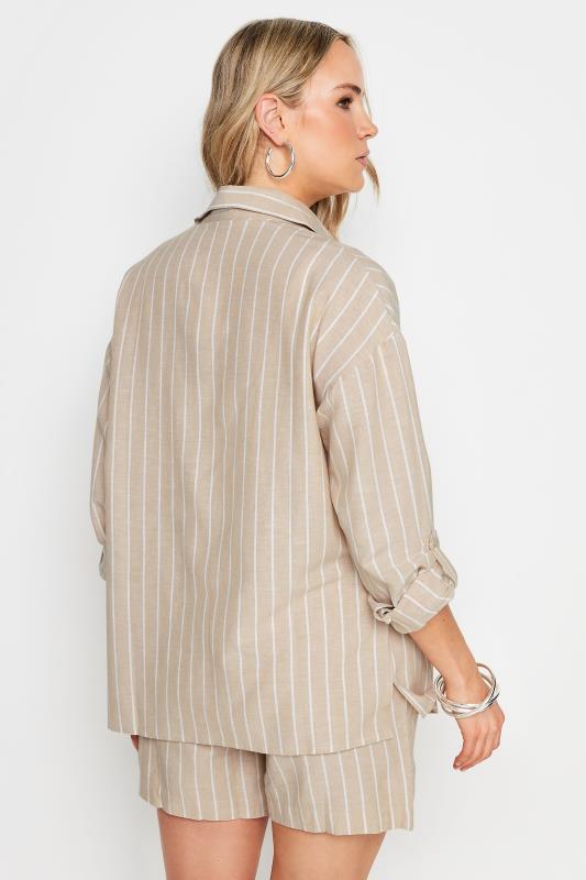 LTS Tall Women's Stone Brown Stripe Linen Shirt | Long Tall Sally 4
