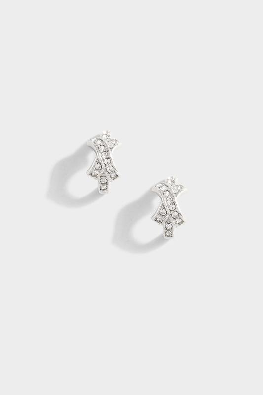 Silver Diamante Kiss Hoop Earrings | Yours Clothing 2