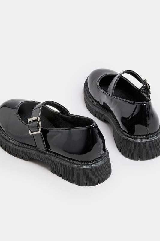 Black Patent Chunky Mary Jane Shoes In An Extra Wide EEE Fit | Yours Clothing  4