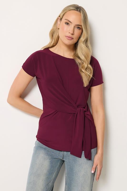 LTS Tall Wine Red Tie Detail Top