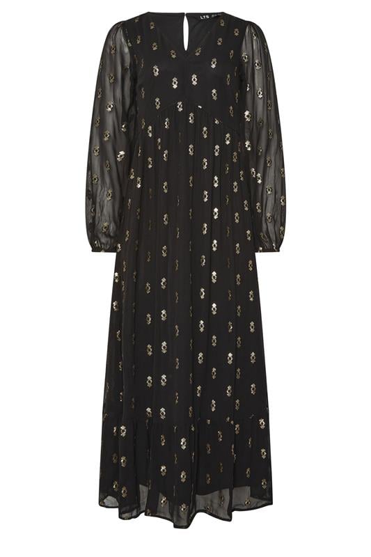 LTS Tall Black Sequin Spot Smock Maxi Dress | Long Tall Sally 5