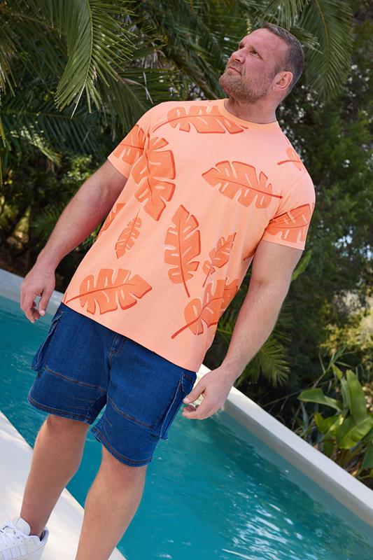 BadRhino Big & Tall Pink Palm Print Short Sleeve T-Shirt | BadRhino 3
