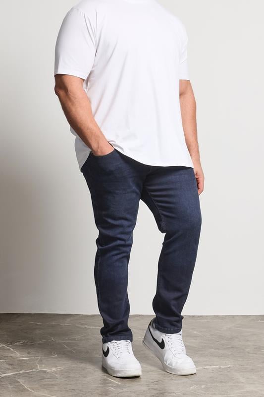 D555 Big & Tall Blue Black Tapered Stretch Jeans
