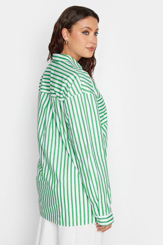 LTS Tall Women's Apple Green Stripe Oversized Cotton Shirt | Long Tall Sally 3