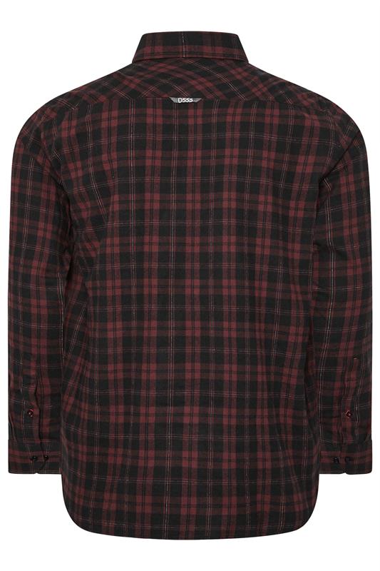D555 Big & Tall Burgundy Red Check Shirt | BadRhino 4