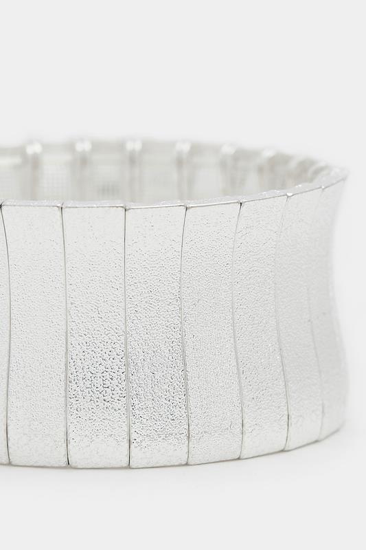 Silver Tone Statement Stretch Bracelet | Yours Clothing 2