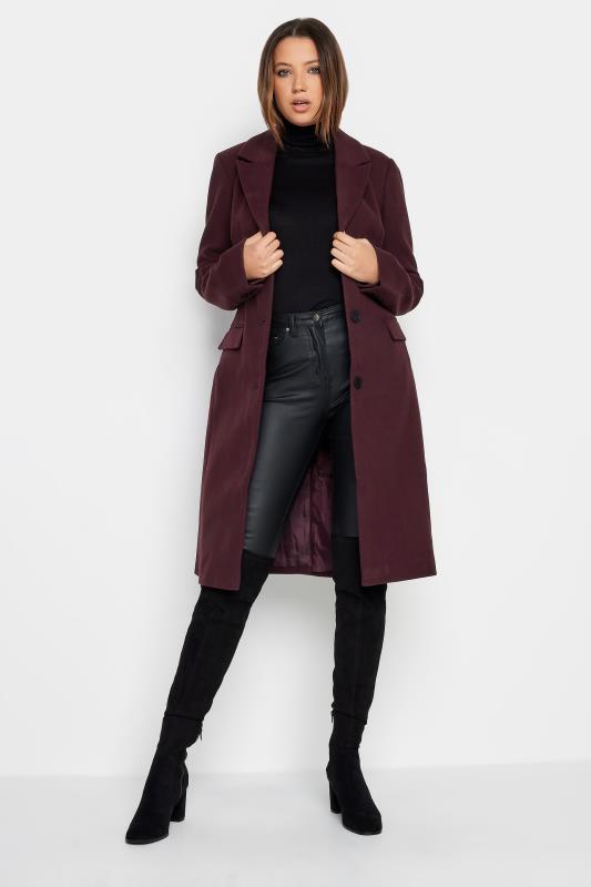LTS Tall Women's Burgundy Red Midi Formal Coat | Long Tall Sally  1