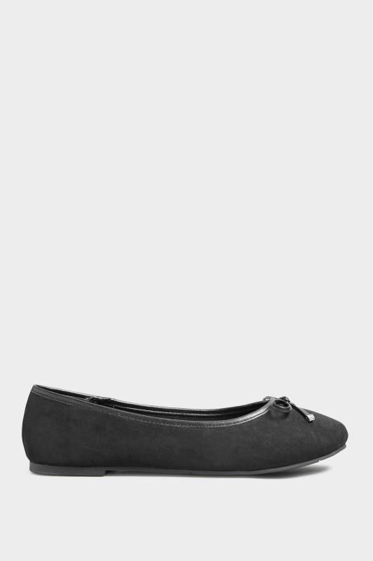 Black Faux Suede Ballerina Pumps In Wide E Fit & Extra Wide EEE Fit | Yours Clothing 3