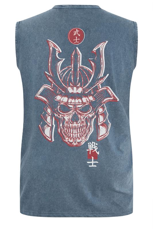 BadRhino Big & Tall Blue Acid Wash Japanese Skull Graphic Vest | BadRhino 9