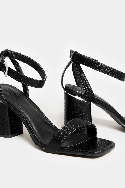 Black Snake Print 2 Part Block Heel Sandals In Wide E Fit & Extra Wide EEE Fit | Yours Clothing 5