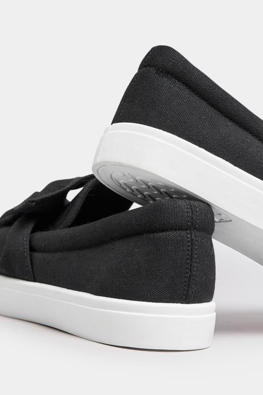 Black Twisted Bow Slip-On Trainers | Yours Clothing 4