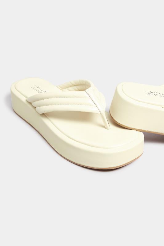 LIMITED COLLECTION White Flatform Flip Flops In Wide E Fit | Yours Clothing 5