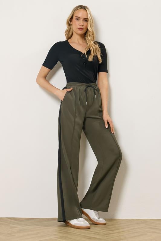 Tall  LTS Tall Khaki Green Side Stripe Wide Leg Trousers