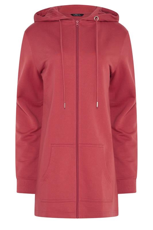  LTS Tall Red Cotton Longline Zip Hoodie