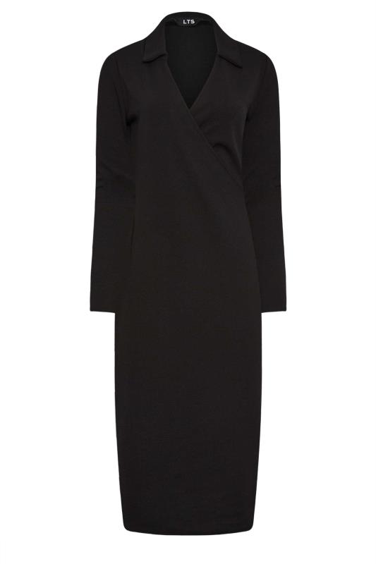 LTS Tall Black Long Sleeve Collared Midi Dress | Long Tall Sally 5